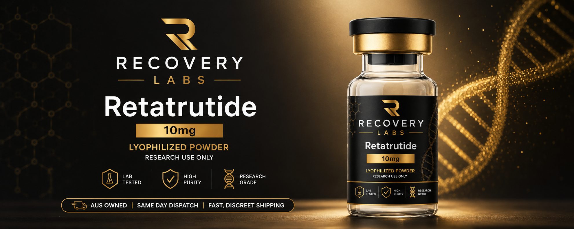 Recovery Labs — Australian research peptides Recovery Labs Australian research peptide range including Retatrutide, BPC-157 and TB-500